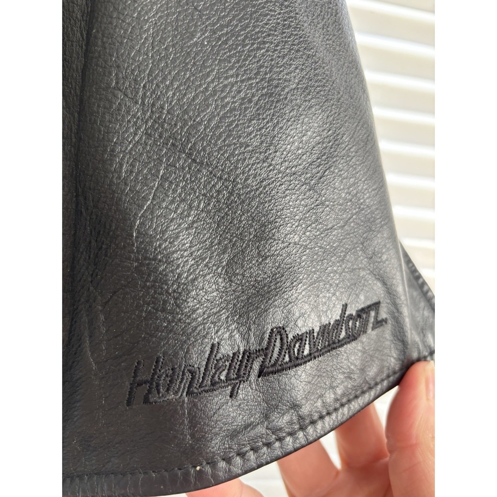 Harley-Davidson Women's 1W Leather Motorcycle Vest Studded Zip Black Biker - Picture 7 of 15